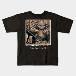 Monster Hunter - Catch Em All Quote - White Outlined Version Kids T-Shirt